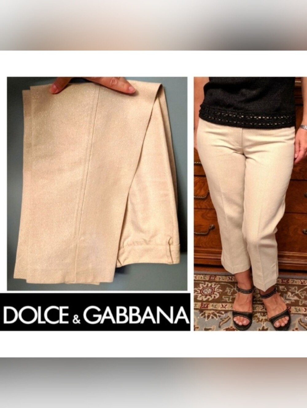 Dolce & Gabbana Sparkle Gold Cropped pants EUR 44